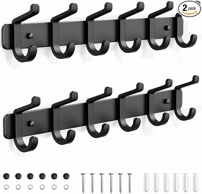 pickpiff Coat Rack Wall Mounted Heavy-Duty: Metal Coat Hanger 6 Hooks by pickpiff