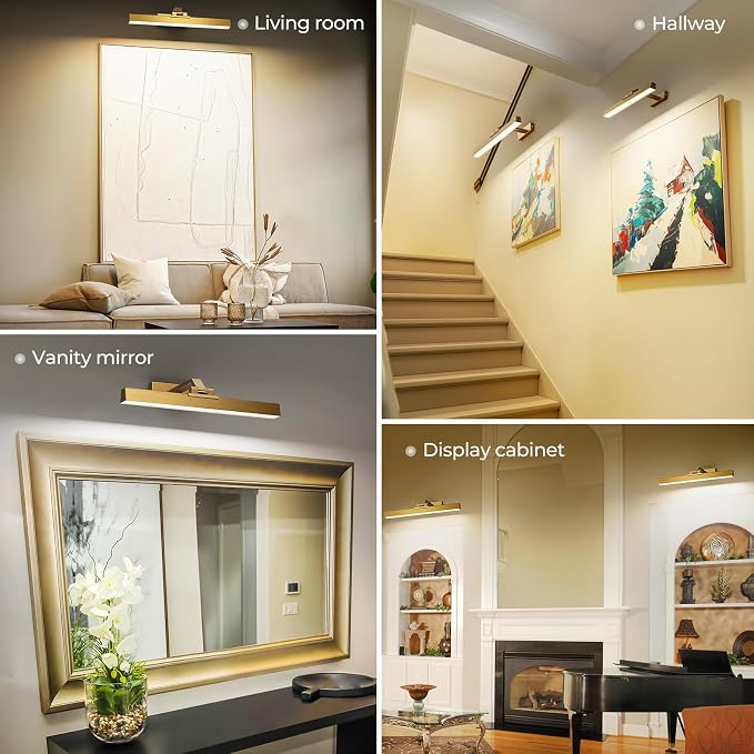 Afyuol Picture Lights for Wall, Brass Battery Operated Picture Light 16in Art - Image 8