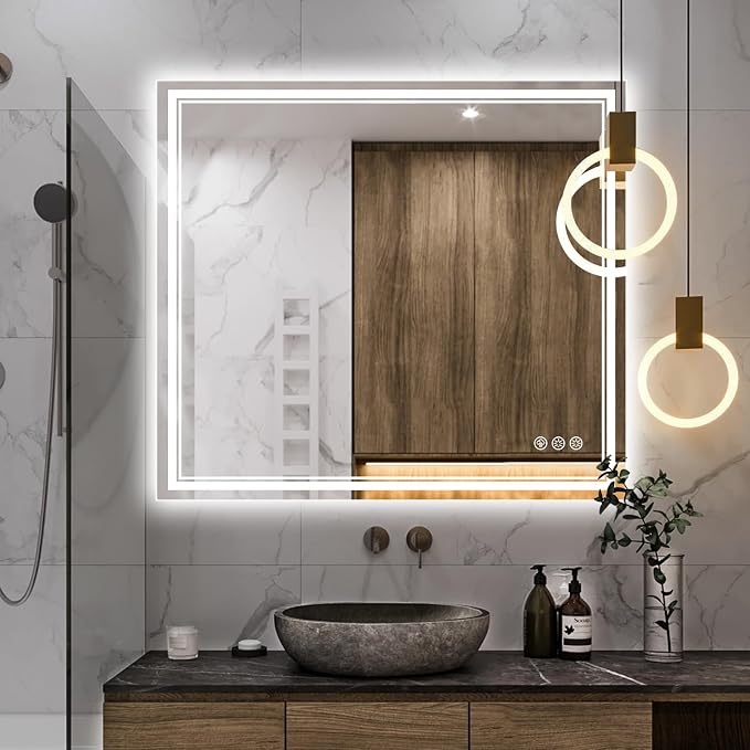 Ratsamee 40x36 Inch Led Mirror for Bathroom by RATSAMEE