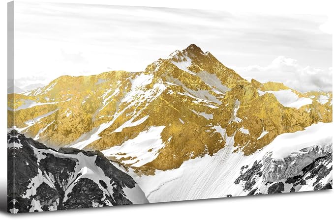 Large Golden Mountain Wall Art Abstract Black and Gold Mountain Wall Decor by HOME