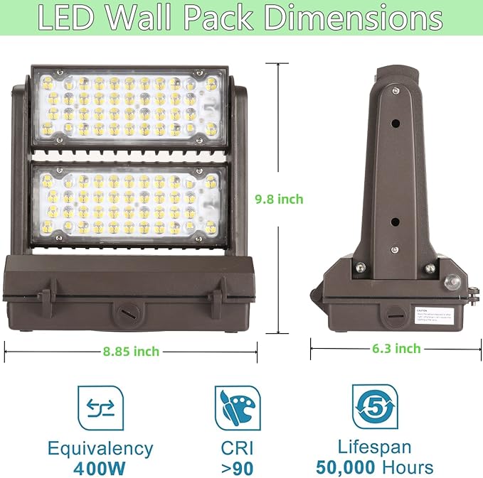 Dusk to Dawn 120W Rotatable LED Wall Pack Light, 5000K 16800LM 600-800W HPS/HID - Image 7