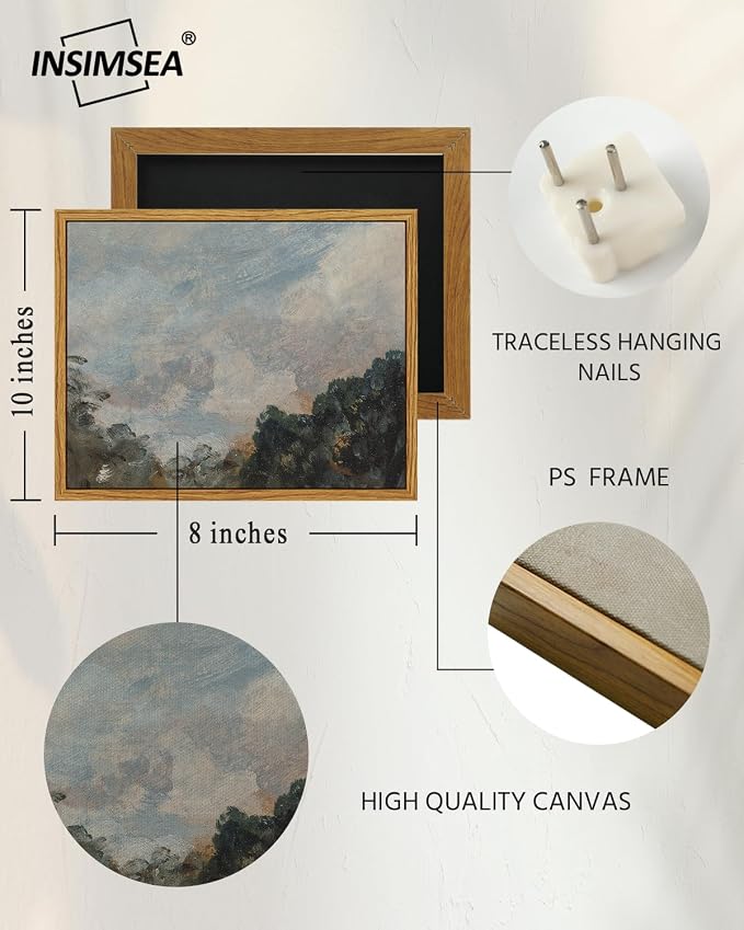 InSimSea Framed Canvas Wall Art, Vintage Landscape Painting, Rustic Nature - Image 5