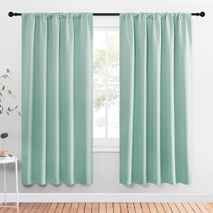 NICETOWN Window Curtains Blackout Drapes, Aqua Blue, 1 Pair, 52 by 72-Inch by NICETOWN