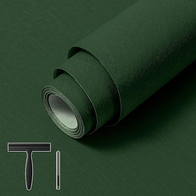 Abyssaly Green Wallpaper Peel and Stick 15.7" x 196.8" Silk Embossed Green by Abyssaly