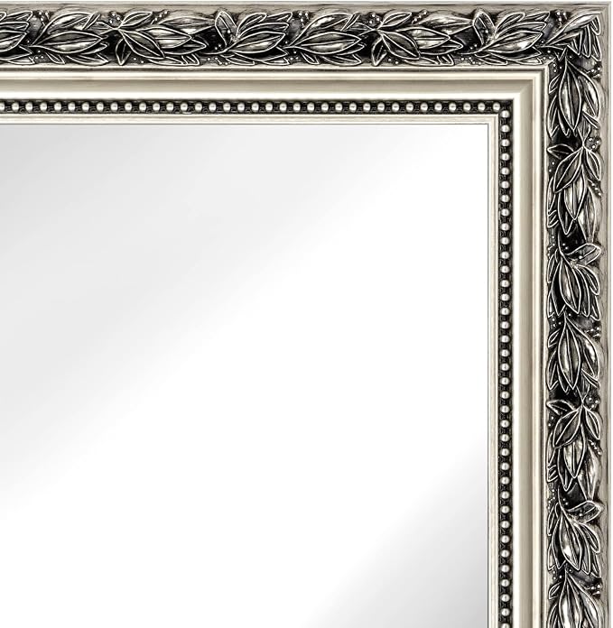 HA Bathroom Mirrors 40x24 Inch for Wall, Rectangle Silver Frame Wall Mounted - Image 4