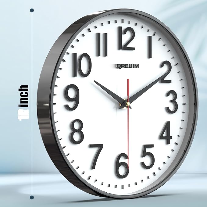 QPEUIM Wall Clock Wall Clocks Silent Non-Ticking Battery Operated Large Easy to - Image 2