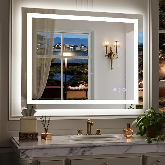 LED Bathroom Mirror, Backlit + Front Lit, 3 Color Modes, Memory Function by Unknown