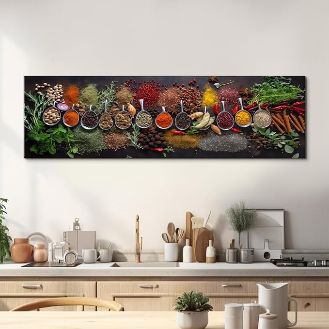 Large Colorful Kitchen Wall Art Spices Herb Food Picture - Image 4
