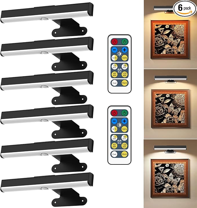 6Pack Wireless Picture Light for Wall Battery Operated Wall Sconces by EUIOKUN