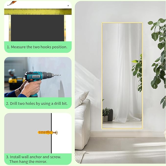 Sunniry Gold Mirror Full Length 56x16 inch, Floor Length Mirror - Image 8