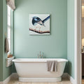 JolyWell Hand-Painted Bathroom bird wall artt, Sparrow canvas Wall Picture by JolyWell