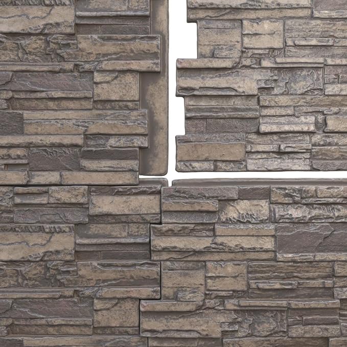 EverStone Cascade Faux Stone Panel, 48 5/8"W x 24 3/4"H x 1 1/4"D, Cascade - Image 9