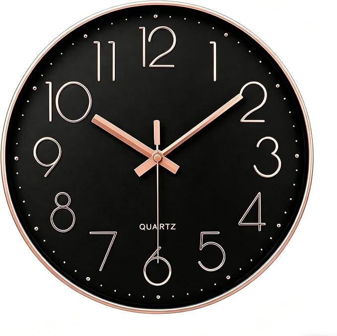 jomparis Rose Gold Wall Clock for Grils Womens Silent Non-Ticking Clock by JOMPARIS