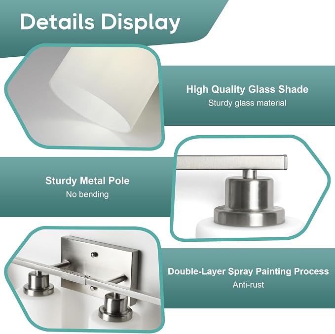 Ascher Bathroom Light Fixtures, 4-Light Vanity Light Over Mirror, Brushed - Image 5