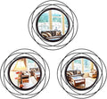 3 Set 13 Inch Black Circle Mirrors Wall Decor Iron Frame Wire Mirror Metal by Cityelf
