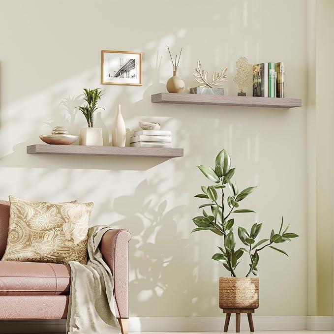 HOOBRO Floating Shelves for Wall, Wall Mounted Shelf Set of 2, 47.2" Hanging - Image 9