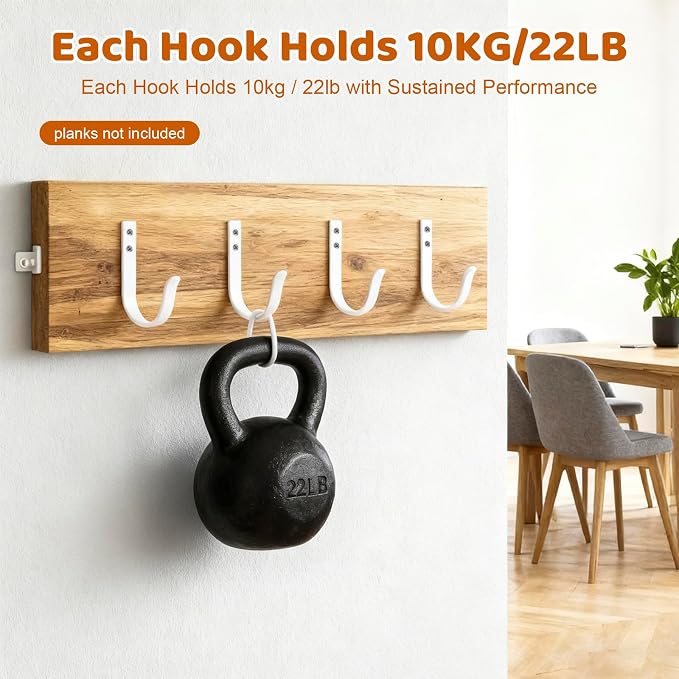 12 Pcs Wall Hooks for Hanging, Large Coat Hooks Wall Mount, Heavy Duty Screw in - Image 7