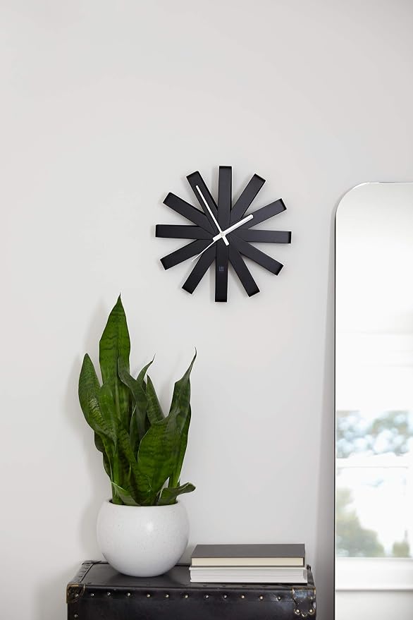 Umbra Ribbon Modern 12" Wall Clock, Silent Non Ticking Battery Operated Quartz - Image 10