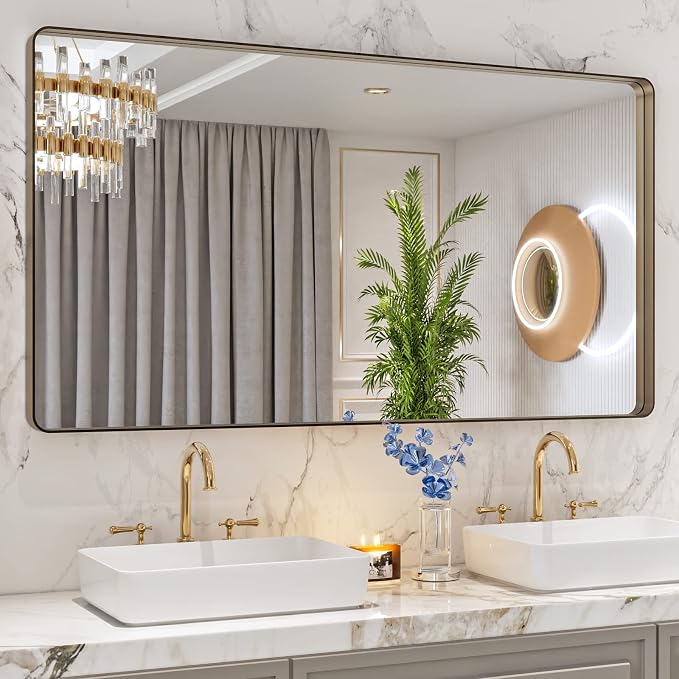 LOAAO 55”X30” Bronze Bathroom Mirrors - Image 8