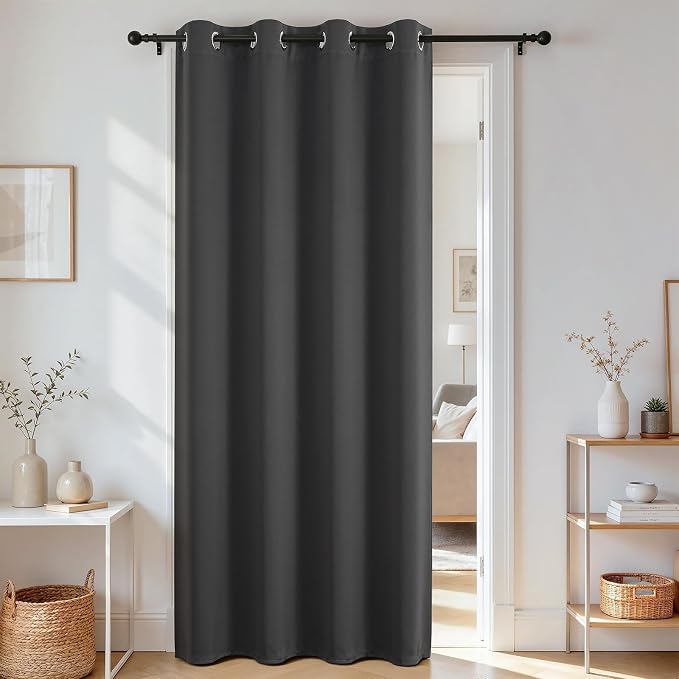 Joydeco Blackout Door Curtain for Doorway Privacy 80 Inches Long, Grommet by JOYDECO