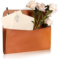 Wall Mount Brown PU Leather Letter Holder 9.8" x 7.7" x 1.4" Mail Holder by Unknown