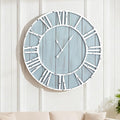 Quelay 20 Inch Coastal Wall Clock, Quiet Ticking Battery Operated, Rustic Retro by Quelay