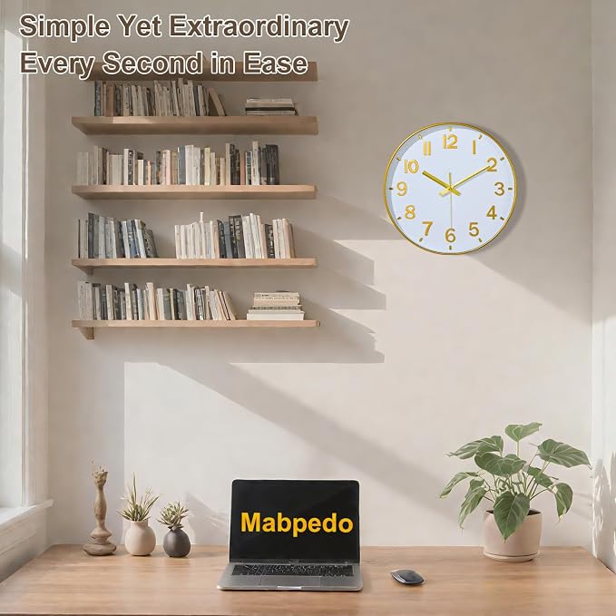 Modern Wall Clock, 10 Inch Digital Wall Clocks Battery Operated, Round Non - Image 2