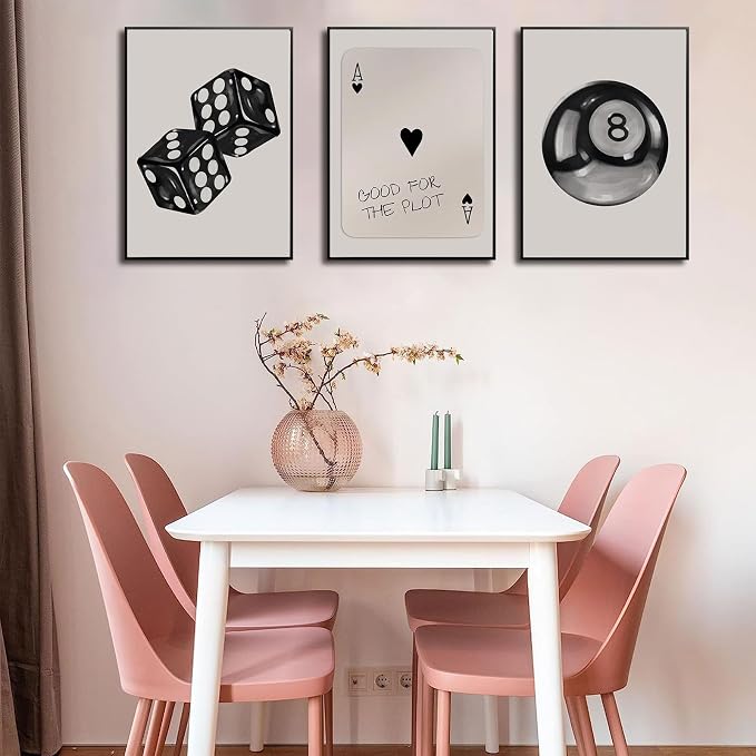 BOKPEN 3Pcs Black and White Poker Dice Wall Art Funky Retro Y2K Trendy Preppy - Image 6