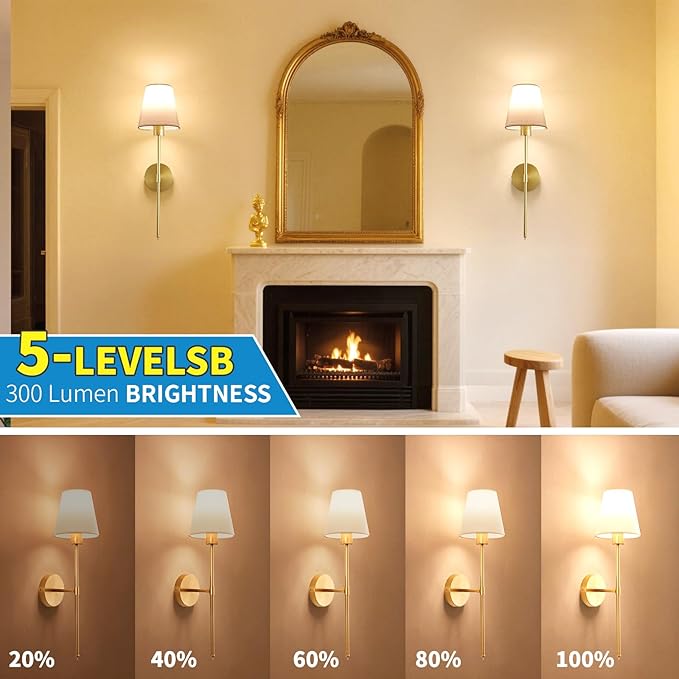 Battery Operated Wall Sconce Set of 2, Cordless Wall Lamps - Image 4