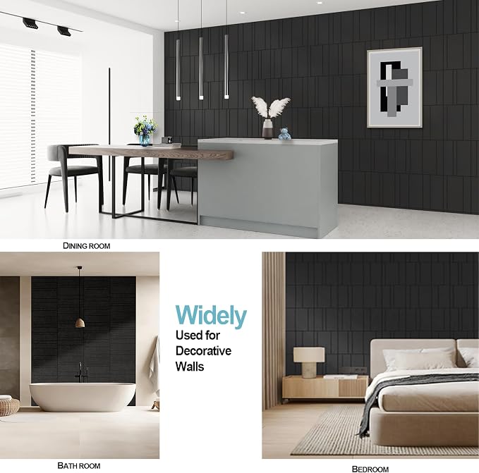 Acoustic Wall Panels – 8 Pack 31.75"x15.75" Thick Black Striped Groove Sound - Image 9