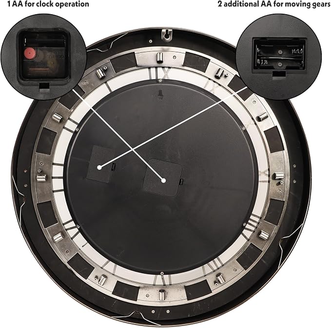 HOIBAI Wall Clock, 24 Inch Moving Gears Clock Large Wall Clock - Image 5