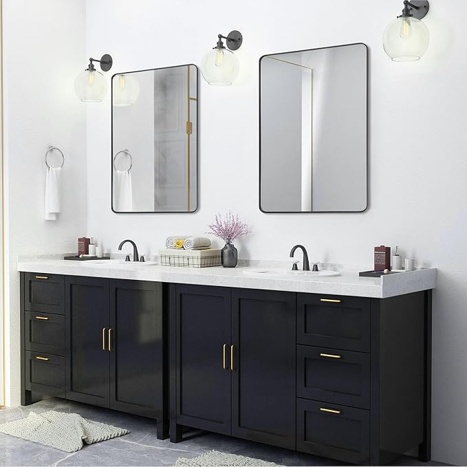 Black Metal Framed Bathroom Mirror - Image 4