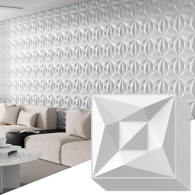 40 PCS 3D Wall Panels for Interior Décor White 11.8"*11.8" Wall Covering by Umedol