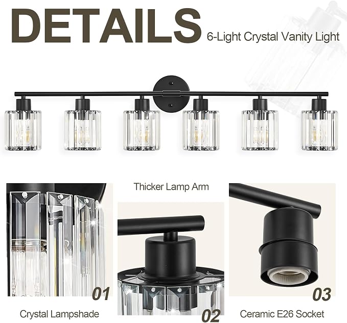 Crystal Bathroom Light Fixtures, Bathroom Lighting Fixtures Over Mirror - Image 4