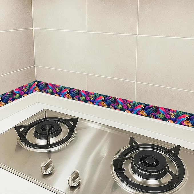 HOMETITUTE Wallpaper Border Peel and Stick Wall Border Tropical Parrot Theme - Image 5