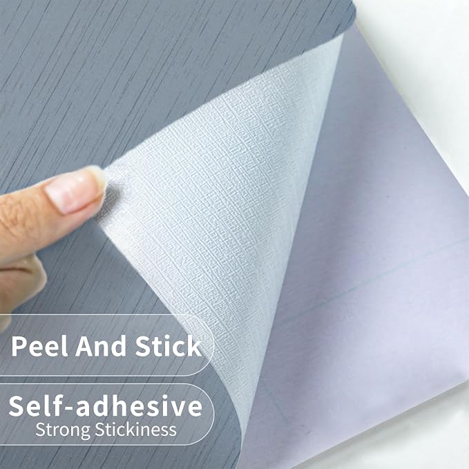 Grasscloth Peel and Stick Wallpaper Grey Blue 15.74" x 472.44" Modern Textured - Image 8