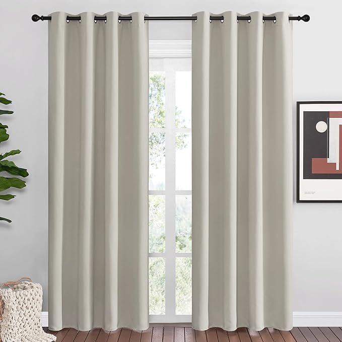 NICETOWN Natural Room Darkening Curtains 86" Long by NICETOWN