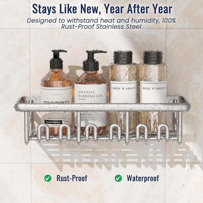 8 Pack Adhesive Rustproof Shower Shelves - Image 2
