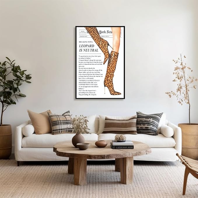Trendy Newspaper Posters Vintage Leopard Boots Poster Feminist Canvas Prints - Image 3