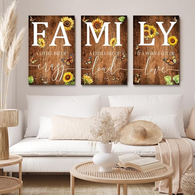 GUBIYU Farmhouse Family Wall Art Set of 3, Rustic Family Wall Decor - Image 5