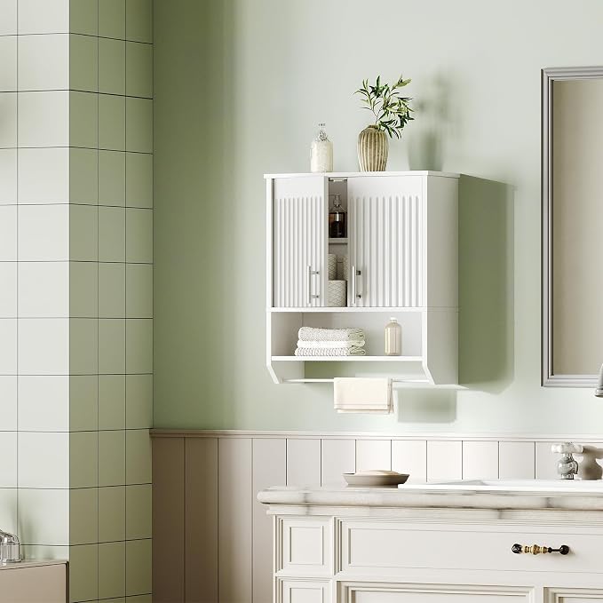 HOOBRO Fluted Bathroom Wall Cabinet, Farmhouse Medicine Cabinet - Image 2