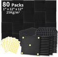Focusound 80 Pack Acoustic Foam Panels 1" x 12" x 12" Sound Proof Foam Panles by Focusound