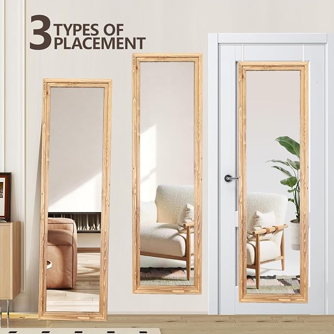 50"x16" Door Mirror, Rustic Full Length Mirror, Over The Door Hanging Mirrors - Image 4