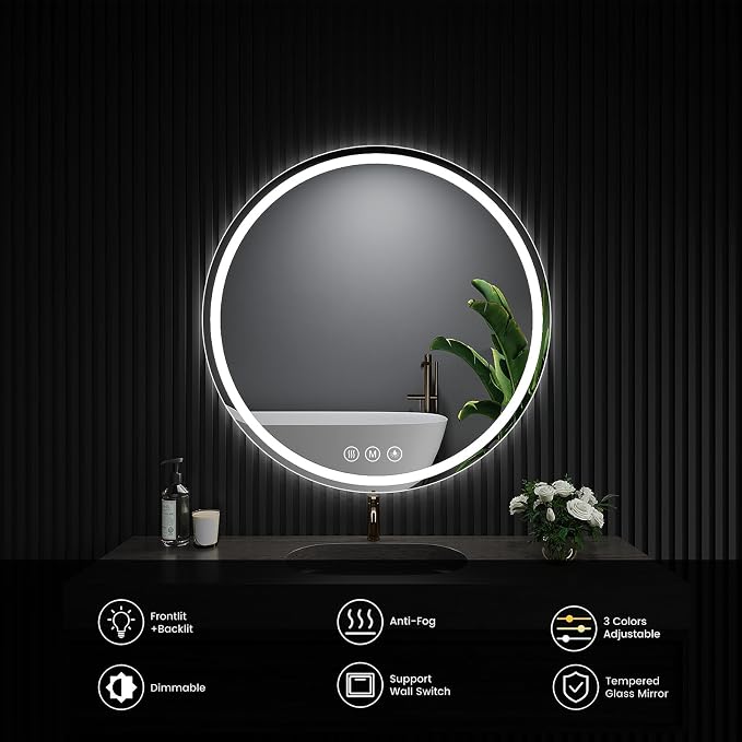 LED Bathroom Mirror 22 Inch Round Bathroom Mirror - Image 6