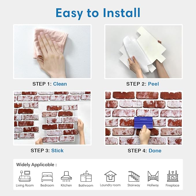 COMSTICKC 3D Faux Brick Wall Panels Peel and Stick, Not Real Brick, Small Size - Image 8