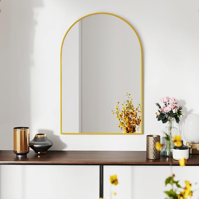 SCWF-GZ 30x20 Arch Mirror Rectangle Wall Mounted Hanging or Against Wall Metal by SCWF-GZ