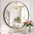 Round Wall Mirror 20 Inch Black Vanity Mirror by SageNest