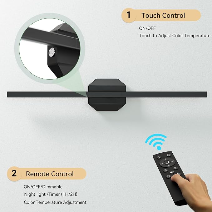 Wall Sconces Set of Two Battery Operated Wall Sconce, Wireless Wall Light USB - Image 9