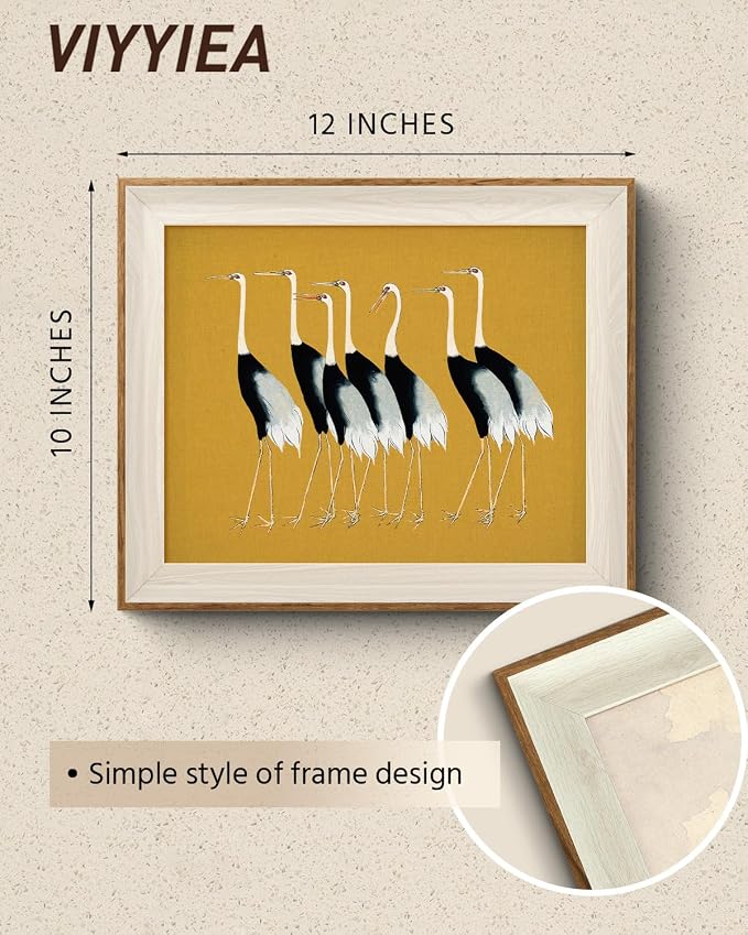 VIYYIEA Framed Wall Art for Living Room, Cranes Canvas Prints, Vintage Home - Image 2