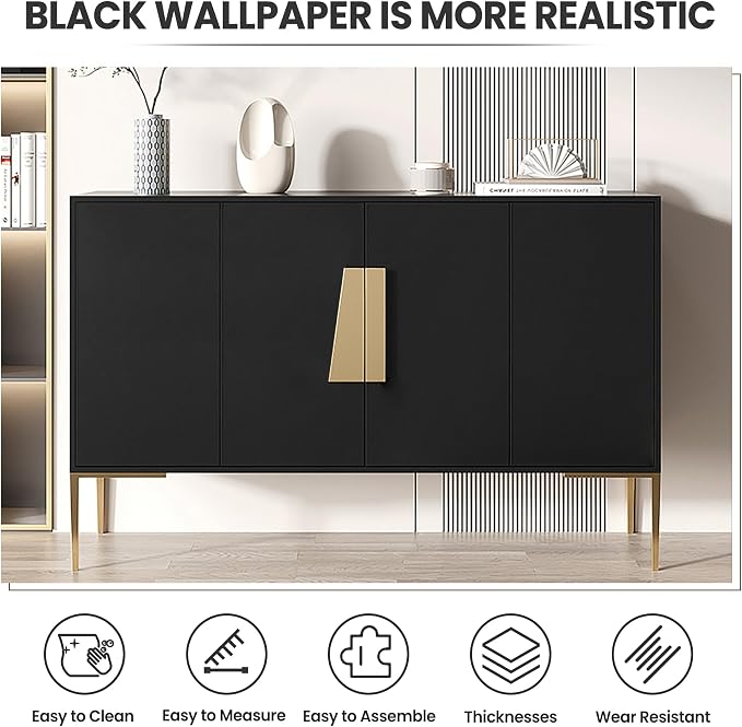 practicalWs Peel and Stick Wallpaper 15.7" x 118" Black Contact Paper - Image 4